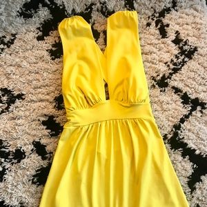 Susana Monaco Yellow Criss Cross Halter Top